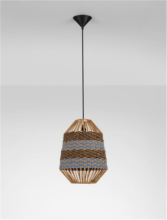 Pendul Nova Luce COPOS 9586609 Natural, Blue & Black Rope Sandy Black Steel Base E27 1x12W IP20 [2]