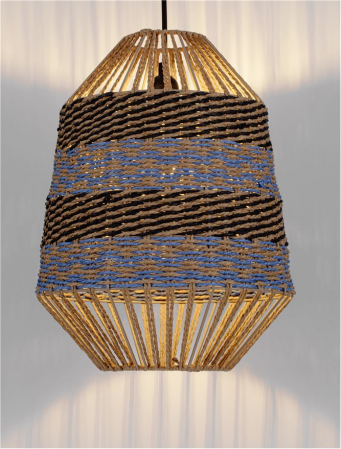 Pendul Nova Luce COPOS 9586609 Natural, Blue & Black Rope Sandy Black Steel Base E27 1x12W IP20 [5]