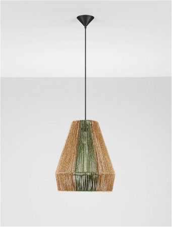 Pendul Nova Luce DENA 9586603 Natural & Green Rope Sandy Black Steel Base E27 1x12W IP20 [2]