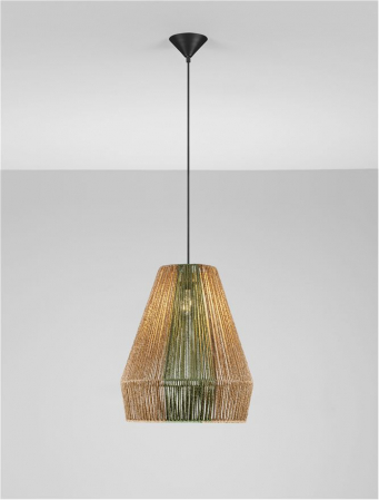 Pendul Nova Luce DENA 9586603 Natural & Green Rope Sandy Black Steel Base E27 1x12W IP20 [3]