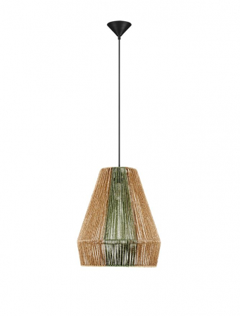 Moderne - Pendul Nova Luce DENA 9586603 Natural & Green Rope Sandy Black Steel Base E27 1x12W IP20