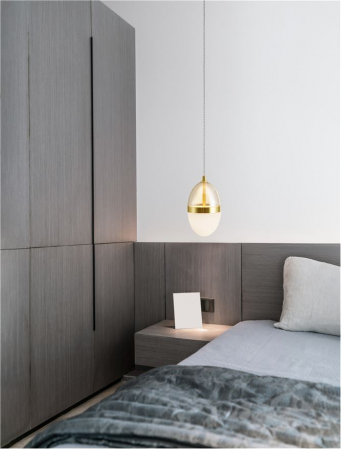 Pendul Nova Luce EGNA 9009279 LED 13W 3000K 1446lm Gold Metal Cognac & Opal Glass   IP20