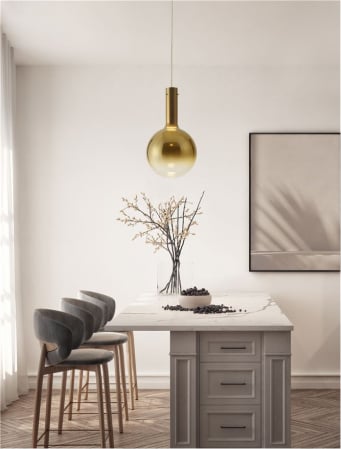 ILUMINAT - Pendul Nova Luce ENTERO 9030541 LED 6W 3000K 683lm Gold Glass & White Metal Base & Champagne  Dimmable IP20