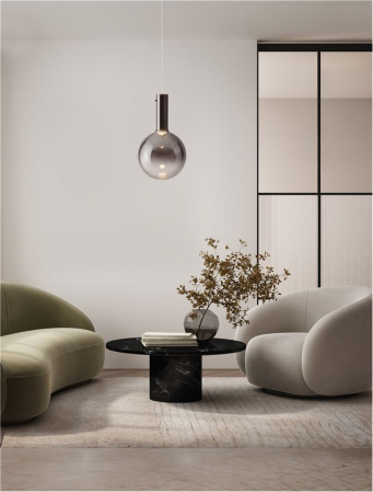 ILUMINAT - Pendul Nova Luce ENTERO 9030542 LED 6W 3000K 683lm Smokey Glass & White Metal Base & Champagne  Dimmable IP20