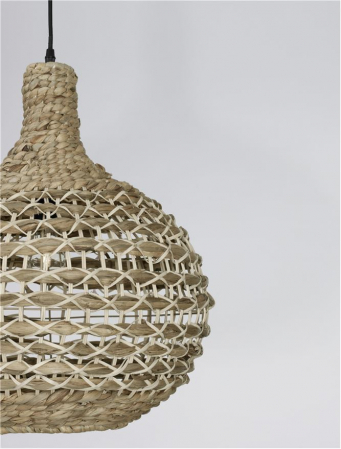 Pendul Nova Luce GRIFFIN E27 1x12W   Dried Water Hyacinth Black Fabric Wire & Base IP20 [3]