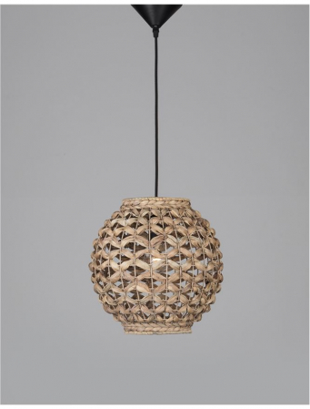 Pendul Nova Luce GRIFFIN E27 1x12W   Dried Water Hyacinth Black Fabric Wire & Base IP20 [2]