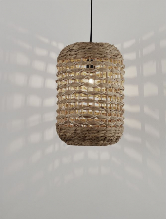Pendul Nova Luce GRIFFIN E27 1x12W   Dried Water Hyacinth Black Fabric Wire & Base IP20 [6]