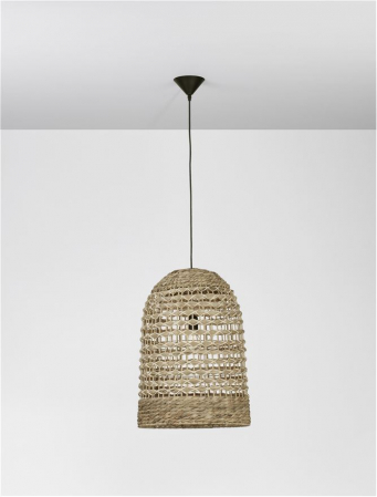Pendul Nova Luce GRIFFIN E27 1x12W   Dried Water Hyacinth Black Fabric Wire & Base IP20 [1]