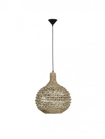 ILUMINAT - Pendul Nova Luce GRIFFIN E27 1x12W   Dried Water Hyacinth Black Fabric Wire & Base IP20