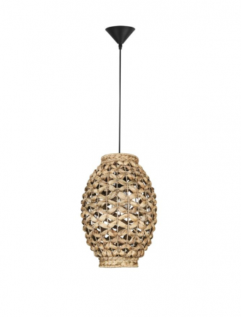 ILUMINAT - Pendul Nova Luce GRIFFIN E27 1x12W   Dried Water Hyacinth Black Fabric Wire & Base IP20