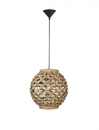 ILUMINAT - Pendul Nova Luce GRIFFIN E27 1x12W   Dried Water Hyacinth Black Fabric Wire & Base IP20