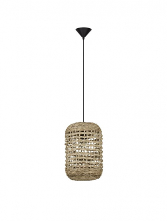 ILUMINAT - Pendul Nova Luce GRIFFIN E27 1x12W   Dried Water Hyacinth Black Fabric Wire & Base IP20
