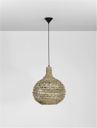 Pendul Nova Luce GRIFFIN E27 1x12W   Dried Water Hyacinth Black Fabric Wire & Base IP20 [2]