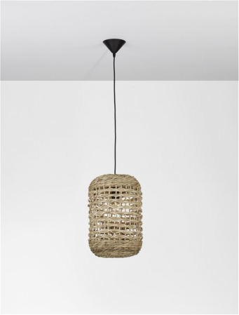 Pendul Nova Luce GRIFFIN E27 1x12W   Dried Water Hyacinth Black Fabric Wire & Base IP20 [3]