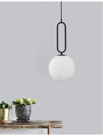 Pendul Nova Luce GRUS E27 1x12W   Matt Black Metal Opal Glass  IP20 [1]