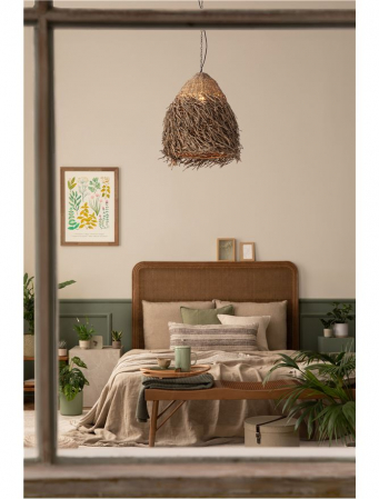 Pendul Nova Luce HAY 9586516 E27 1x12W    Natural Seagrass Black Fabric W ire & Base   IP20