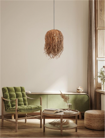 Moderne - Pendul Nova Luce HAY 9586517 E27 1x12W    Natural Seagrass Black Fabric W ire & Base   IP20