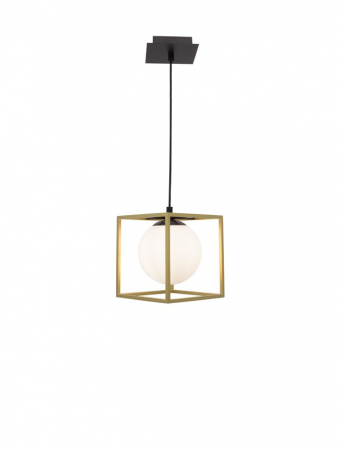 Pendul Nova Luce JULIET E14 1x5W   Brass & Black Metal White Opal Glass IP20