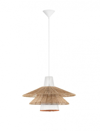 Moderne - Pendul Nova Luce KAO 9586600 Natural & Orange Rope Sandy White Steel Base E27 1x12W IP20