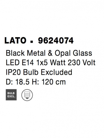 Pendul Nova Luce LATO E14 1x5W   Black Metal & Opal Glass IP20 [10]