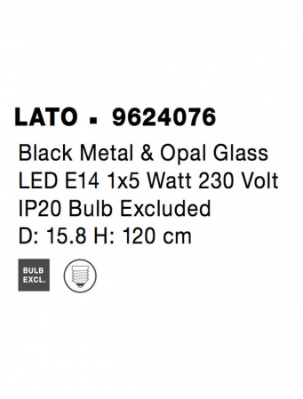 Pendul Nova Luce LATO E14 1x5W   Black Metal & Opal Glass IP20 [7]