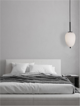 Pendul Nova Luce LATO E14 1x5W   Black Metal & Opal Glass IP20 [2]