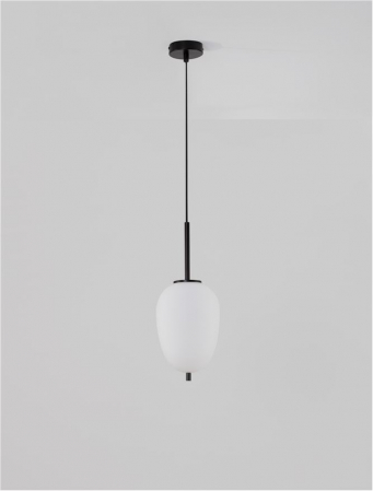 Pendul Nova Luce LATO E14 1x5W   Black Metal & Opal Glass IP20 [1]