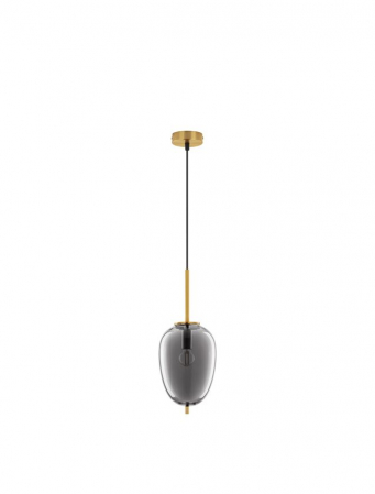 Moderne - Pendul Nova Luce LATO E14 1x5W   Brass Gold Metal & Smoky Glass Black Fabric Wire IP20