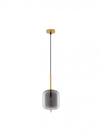 Moderne - Pendul Nova Luce LATO E14 1x5W   Brass Gold Metal & Smoky Glass Black Fabric Wire IP20