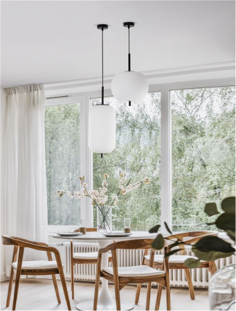 Pendul Nova Luce LATO E27 1x12W   Black Metal & Opal Glass IP20 [1]