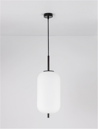 Pendul Nova Luce LATO E27 1x12W   Black Metal & Opal Glass IP20 [2]