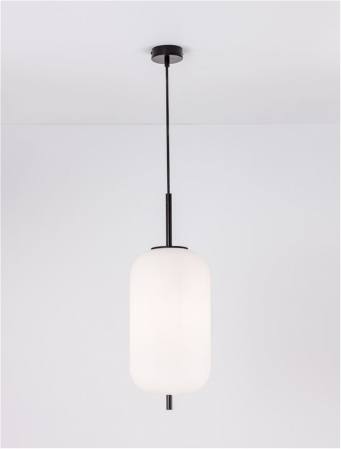 Pendul Nova Luce LATO E27 1x12W   Black Metal & Opal Glass IP20 [3]