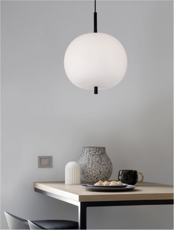 Pendul Nova Luce LATO E27 1x12W   Black Metal & Opal Glass IP20 [1]