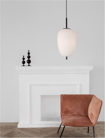 Pendul Nova Luce LATO E27 1x12W   Black Metal & Opal Glass IP20 [1]