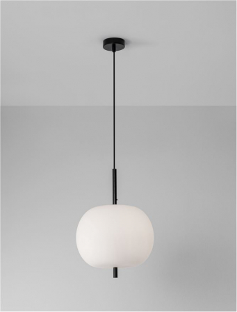 Pendul Nova Luce LATO E27 1x12W   Black Metal & Opal Glass IP20 [4]