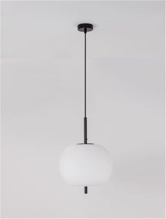 Pendul Nova Luce LATO E27 1x12W   Black Metal & Opal Glass IP20 [2]