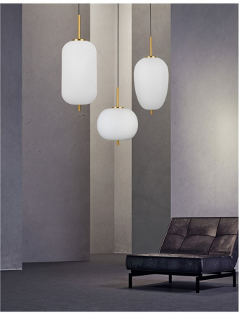 Pendul Nova Luce LATO E27 1x12W   Opal Glass Antique Brass Metal Black Fabric Wire IP20 [1]