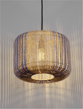 Pendul Nova Luce LUPE 9586606 Natural, Blue & Yellow Rope Sandy Black Steel Base E27 1x12W IP20 [4]