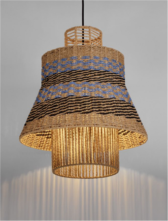 Pendul Nova Luce MANDE 9586608 Natural, Blue & Black Rope Sandy Black Steel Base E27 1x12W IP20 [4]