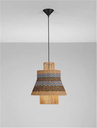 Pendul Nova Luce MANDE 9586608 Natural, Blue & Black Rope Sandy Black Steel Base E27 1x12W IP20 [3]