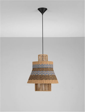 Pendul Nova Luce MANDE 9586608 Natural, Blue & Black Rope Sandy Black Steel Base E27 1x12W IP20 [2]