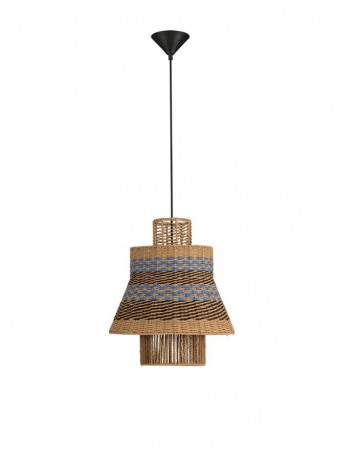 Pendule - Pendul Nova Luce MANDE 9586608 Natural, Blue & Black Rope Sandy Black Steel Base E27 1x12W IP20