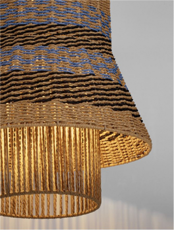 Pendul Nova Luce MANDE 9586608 Natural, Blue & Black Rope Sandy Black Steel Base E27 1x12W IP20 [5]