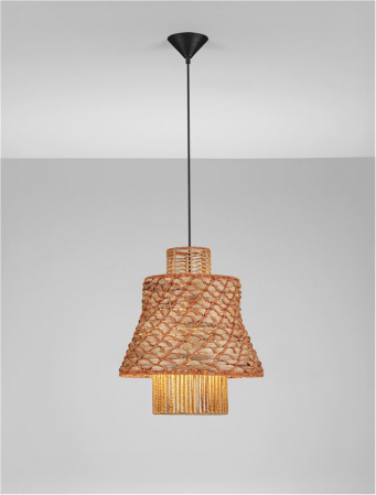 Pendul Nova Luce MANDE 9586610 Natural Water Hyacinth Natural & Orange Rope Sandy Black Steel Base E27 1x12W IP20 [3]
