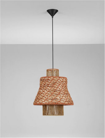 Pendul Nova Luce MANDE 9586610 Natural Water Hyacinth Natural & Orange Rope Sandy Black Steel Base E27 1x12W IP20 [2]