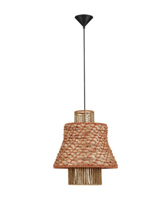 Pendule - Pendul Nova Luce MANDE 9586610 Natural Water Hyacinth Natural & Orange Rope Sandy Black Steel Base E27 1x12W IP20