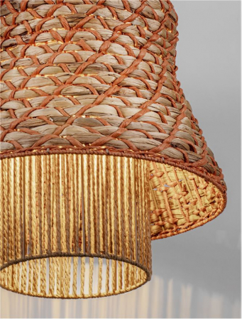 Pendul Nova Luce MANDE 9586610 Natural Water Hyacinth Natural & Orange Rope Sandy Black Steel Base E27 1x12W IP20 [5]