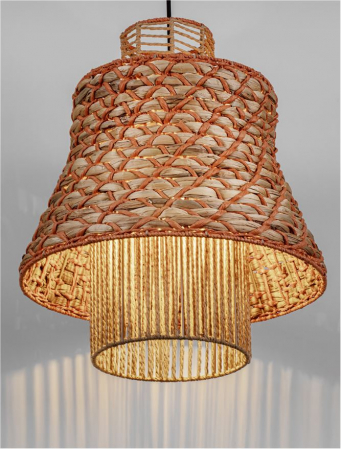 Pendul Nova Luce MANDE 9586610 Natural Water Hyacinth Natural & Orange Rope Sandy Black Steel Base E27 1x12W IP20 [4]