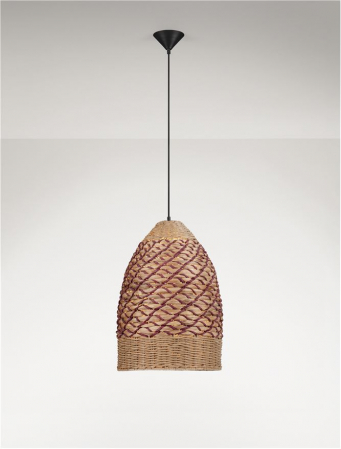 Pendul Nova Luce MAPI 9586605 Natural Water Hyacinth & Red Rope Sandy Black Steel Base E27 1x12W IP20 [3]