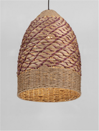 Pendul Nova Luce MAPI 9586605 Natural Water Hyacinth & Red Rope Sandy Black Steel Base E27 1x12W IP20 [4]